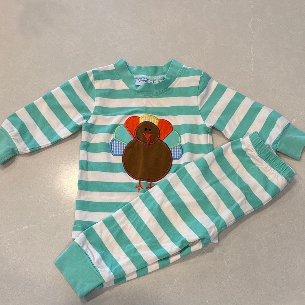 Smockingbird Appliqué Turkey Pajama Set